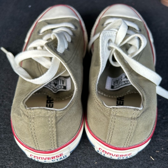 Converse Olive Green Low-Top Sneakers with White and Red Accents - Picture 3 of 6